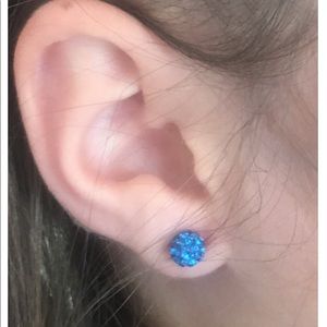 Kids Capri Blue Crystal Clay Earrings